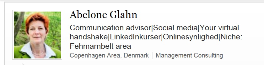 Abelone Glahns LinkedIn header